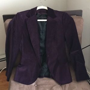Purple velvet blazer—Zara basic